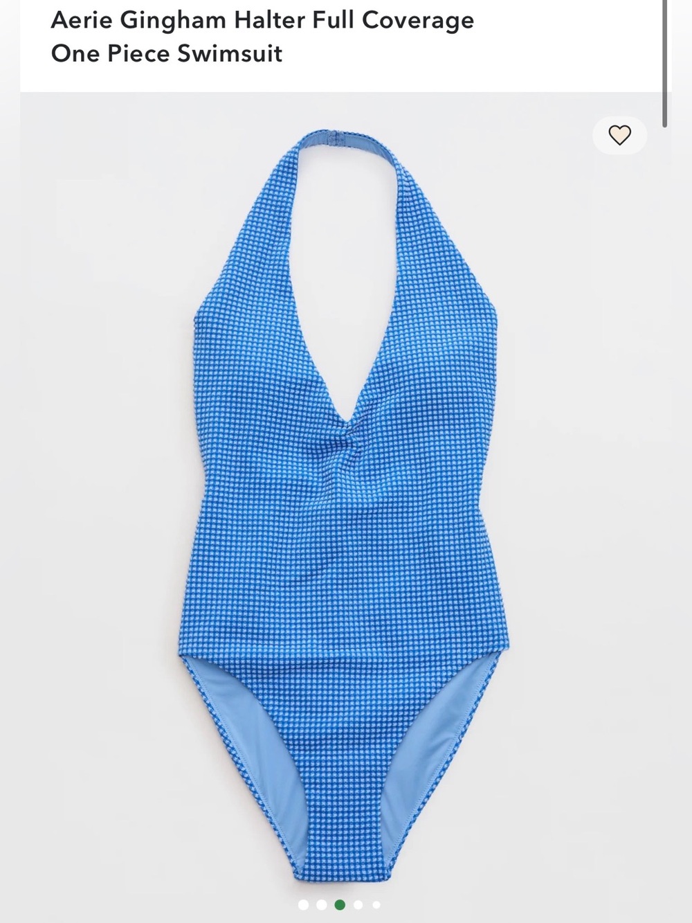 aerie Blue Gingham Halter One-Piece Swimsuit